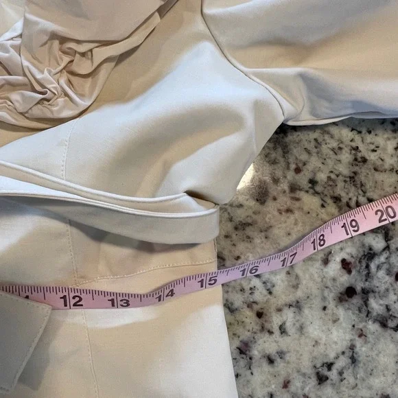 Blanc Noir Ruffle Trench Jacket Womens M Cream Coquette Avant-Garde Belted Coat - Picture 10 of 11